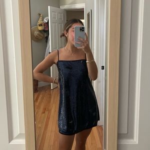 Free People Navy Time To Shine Slip Dress